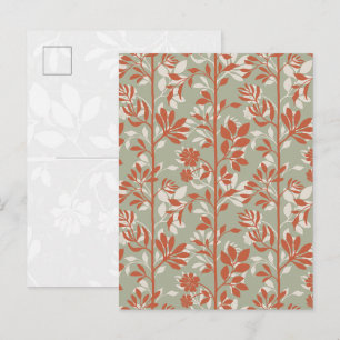 Carte Postale Art floral corail de sauge botanique poétique