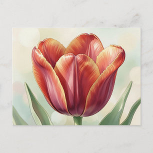 Carte Postale Art floral de tulipe rouge vibrant