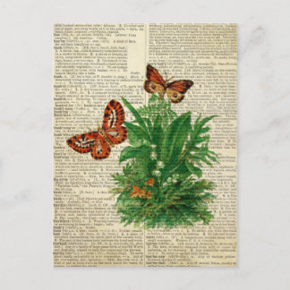 Carte Postale Art floral papillon sur la page de dictionnaire vi