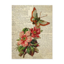Art floral papillon sur la page de dictionnaire vi
