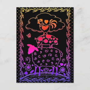 Carte Postale ART FOLAIRE ANIMAUX DE FERME MOULER PIG ROOSTER Pr