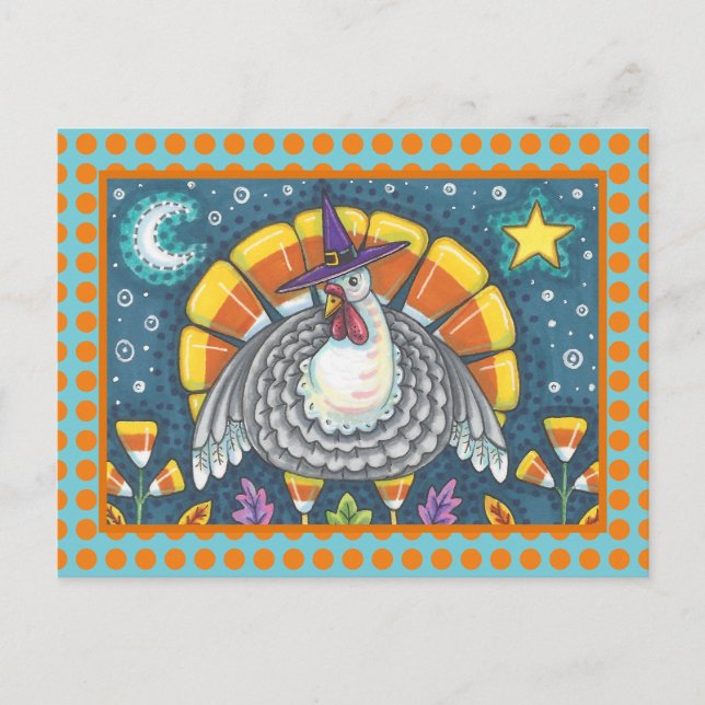 CARTE POSTALE ART FOLK CANDY CORN PILGRIM TURQUIE, MERCI (Devant)