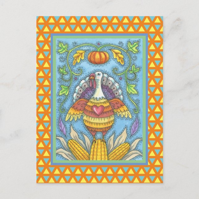 CARTE POSTALE ART FOLK TURQUIE, COULEURS DE THANKSGIVAL SAISONNI (Devant)