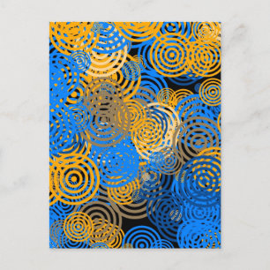 Carte Postale Art fractal Cercles Bleus Swirl Mandala Mur Art