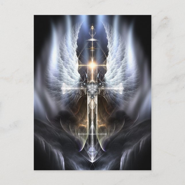 Carte postale Art Fractal Heavenly Angel Wing Cros (Devant)