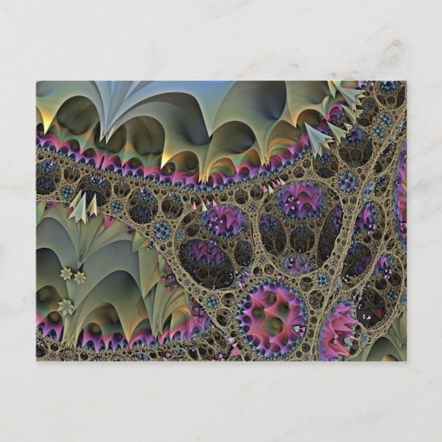 Carte Postale ART fractal MONDE FLORAL (Devant)