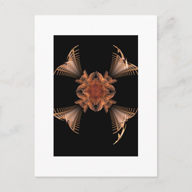 Carte Postale Art Fractal Orange Design Floral (Devant)