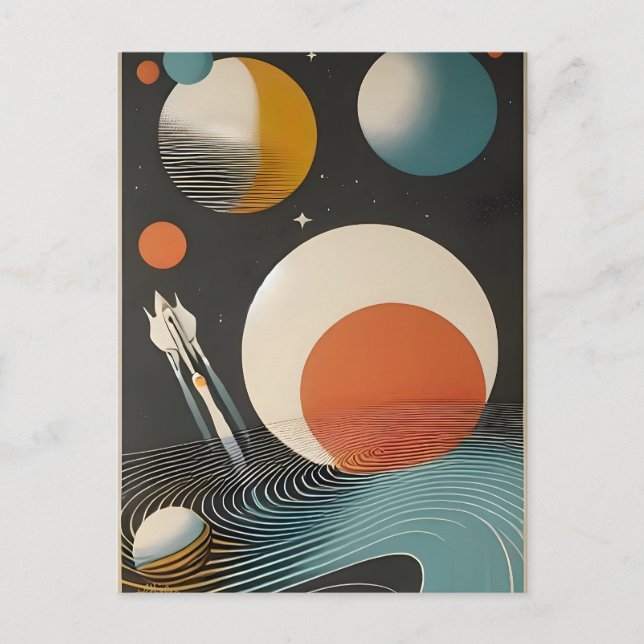 Carte Postale Art galactique de l'ère spatiale du milieu du sièc (Devant)