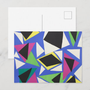 Carte Postale Art géométrique abstrait découpé bleu de Matisse