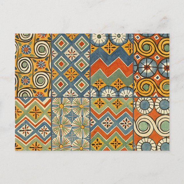 Carte Postale Art Géométrique Coloré Antique Égyptien Graphique (Devant)