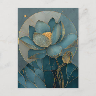 Carte Postale Art géométrique en ligne de fleur de lotus sarcell