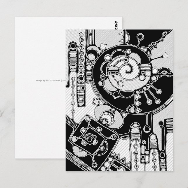 Carte Postale Art géométrique noir et blanc 4 (Devant / Derrière)