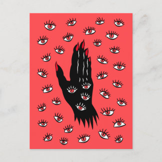 Carte Postale Art gothique d'Halloween - Yeux Éffrayants à main
