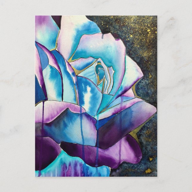 Carte Postale Art gothique Rose bleu (Devant)