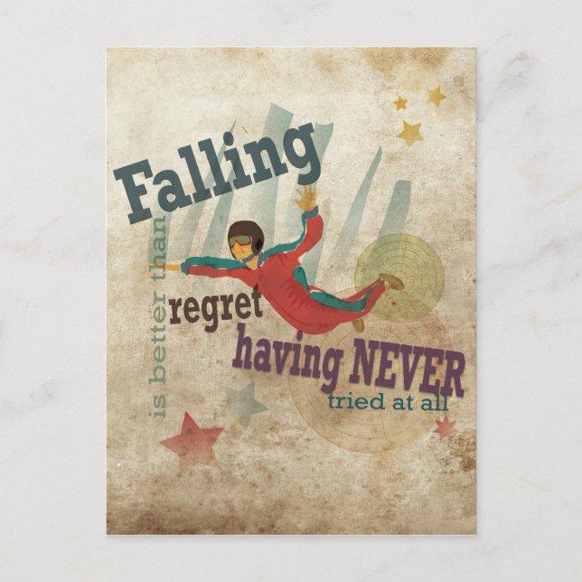 Carte Postale Art graphique avec message motivant : parachutisme (Devant)