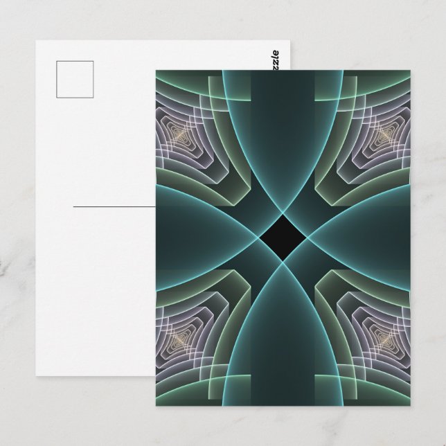Carte Postale Art graphique fractal géométrique sarcelle moderne (Devant / Derrière)