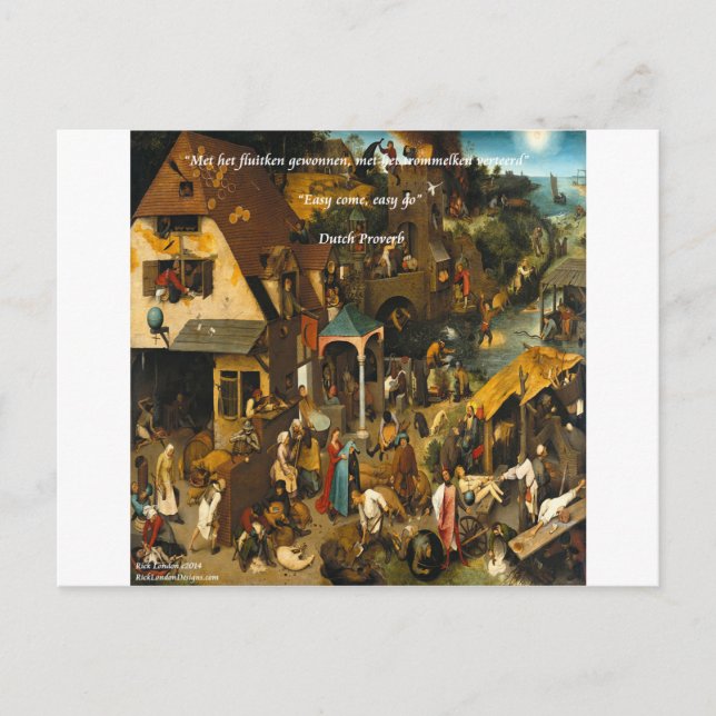 Carte Postale Art hollandais du 16e siècle & proverbe célèbre (Devant)