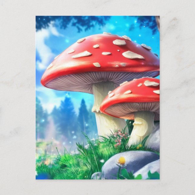 Carte Postale Art Imaginaire de la forêt de champignons (Devant)