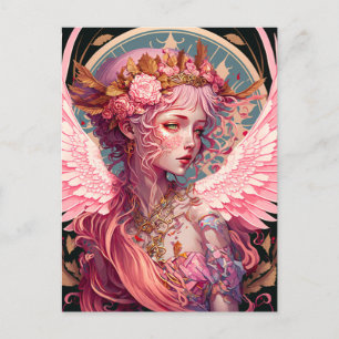 Carte Postale Art Imaginaire rose Fairy Angel