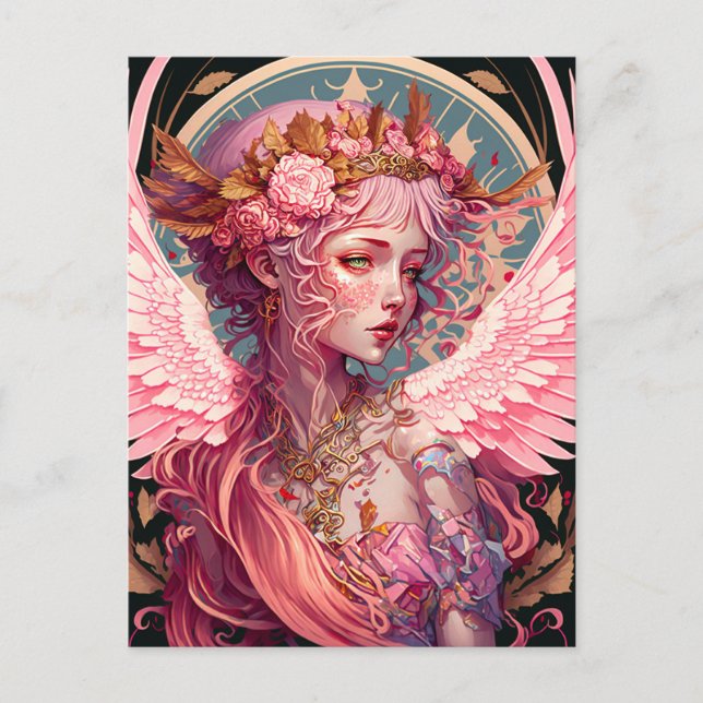Carte Postale Art Imaginaire rose Fairy Angel (Devant)