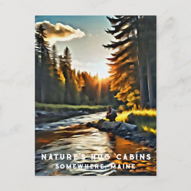 Carte Postale *~* Art Man Fishing Stream Nature AP49 (Devant)