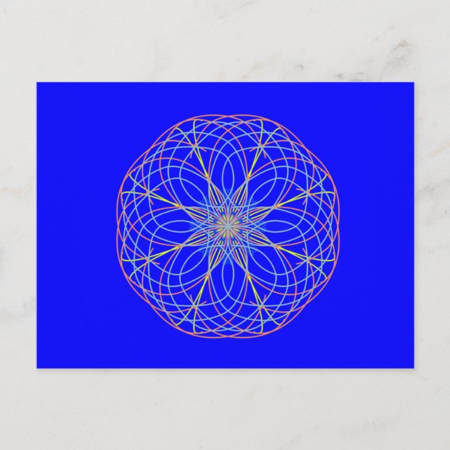Carte Postale Art Mandala Kaléidoscope Bleu (Devant)