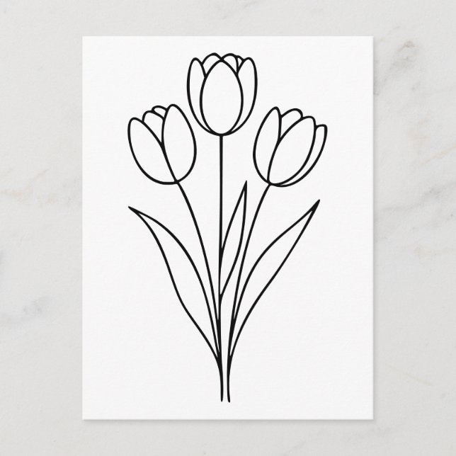 Carte Postale Art minimaliste Tulip Spring Flower Line (Devant)