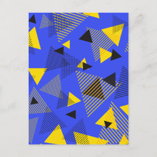 Carte Postale Art Moderne Abstrait Triangles Bleu Jaune Noir