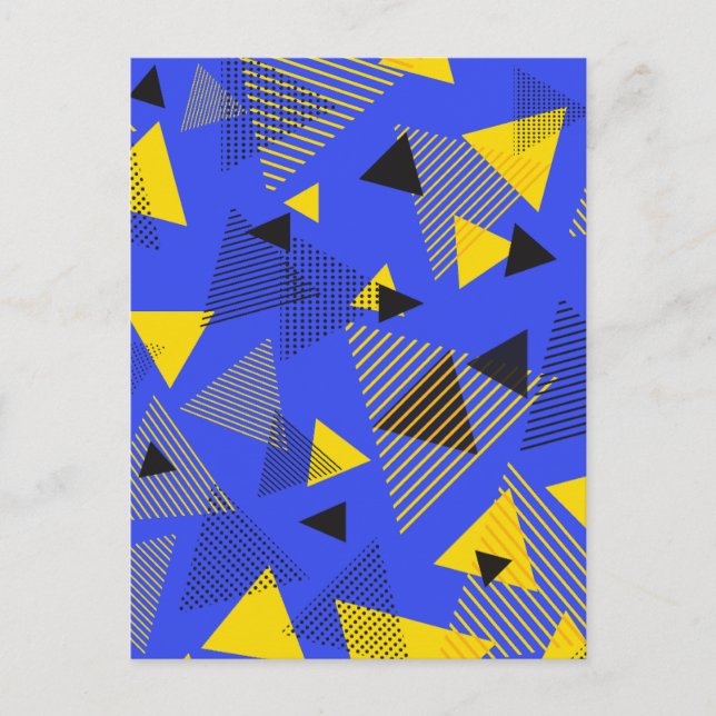 Carte Postale Art Moderne Abstrait Triangles Bleu Jaune Noir (Devant)