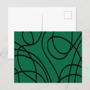 Carte Postale Art moderne de ligne en vert et noir