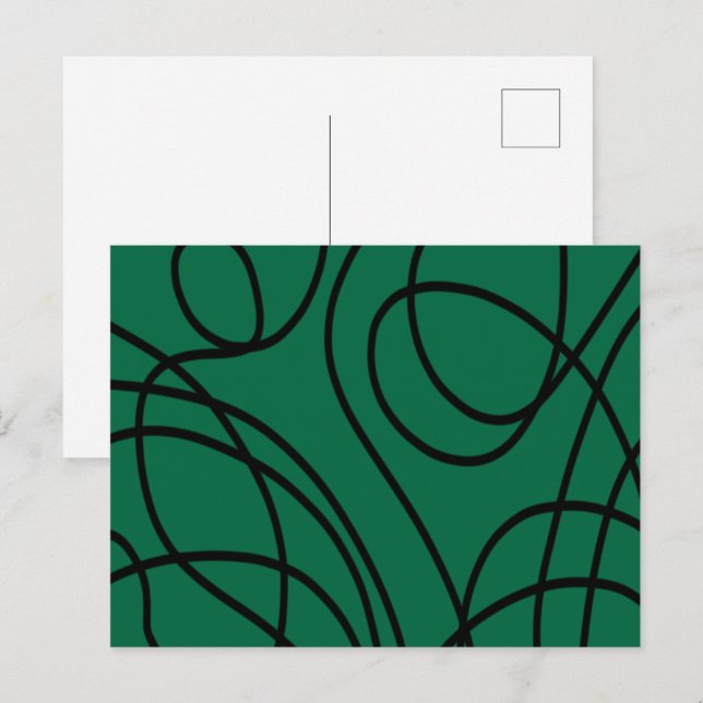 Carte Postale Art moderne de ligne en vert et noir (Devant / Derrière)