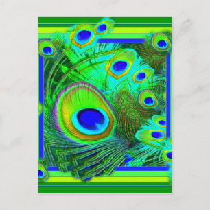 Carte Postale Art moderne Vert Peacock Feather Eyes Cadeaux