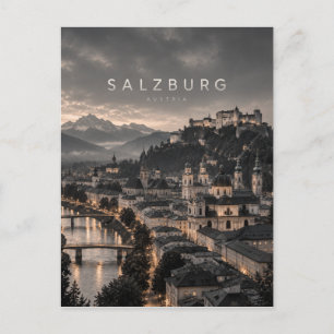 Carte Postale Art monochrome cinématique de la ville de Salzbour