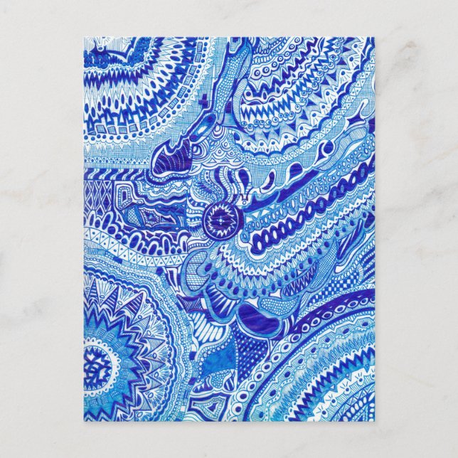 Carte Postale Art motif de style Royal Blue et White Ming (Devant)