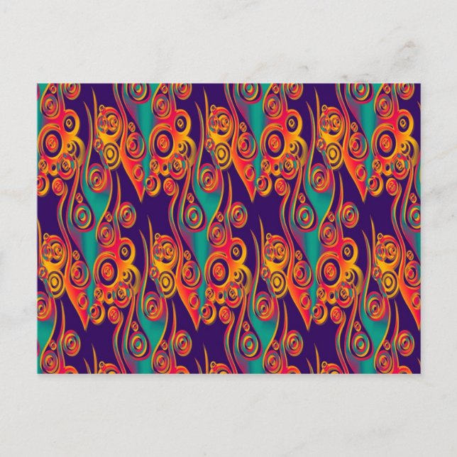 Carte Postale Art Motif tatouage - flammes & cercles (Devant)