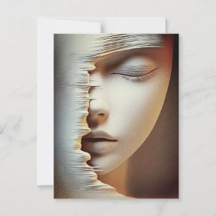 Carte Postale Art mural du visage féminin abstrait – Texturé mod