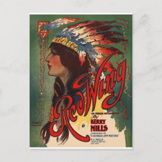 Carte Postale Art musical amérindien Red Wing