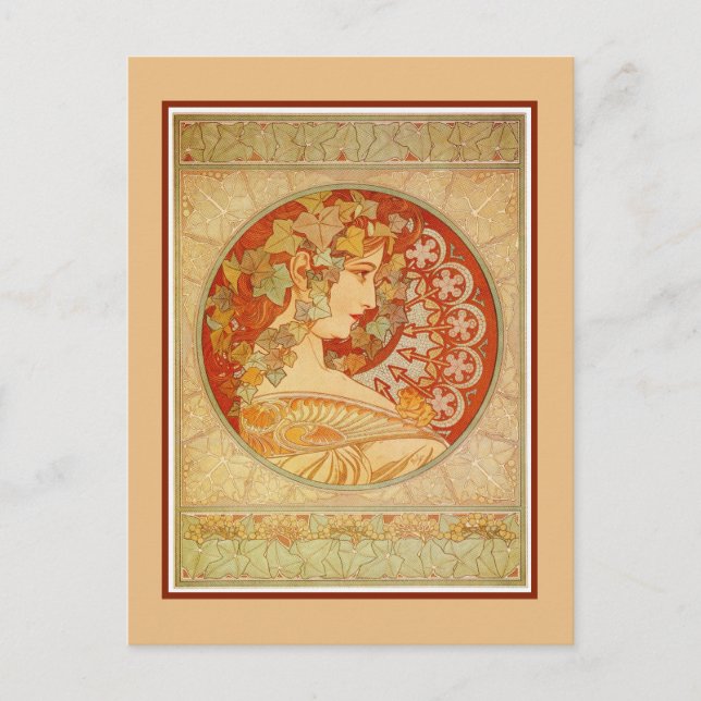 Carte Postale Art Nouveau Alfons Mucha, modèle Ivy (Devant)