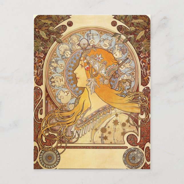Carte postale Art Nouveau Alphonse Mucha Zodiac (Devant)