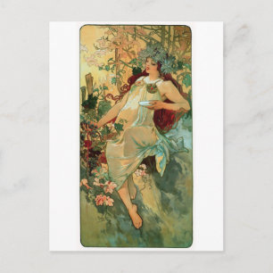 Carte Postale Art Nouveau ~ Automne par Alphonse Mucha