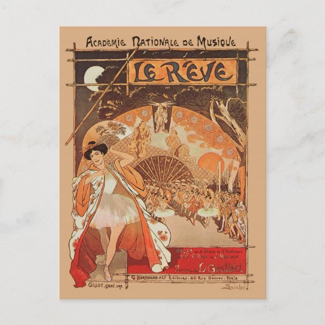 Carte Postale Art Nouveau Ballet Steinlen Reve Danse japonaise (Devant)