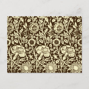 Carte Postale Art Nouveau Carnation Damas, Brown et crème