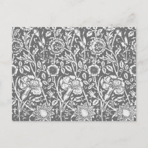 Carte Postale Art Nouveau Carnation Damas, gris / gris