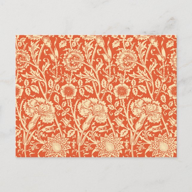 Carte Postale Art Nouveau Carnation Damask, Mandarin Orange (Devant)