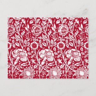 Carte Postale Art Nouveau Carnation Damask, rouge et blanc