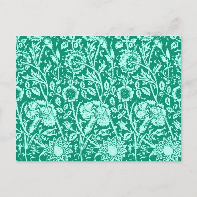 Carte Postale Art Nouveau Carnation Damask, Turquoise (Devant)