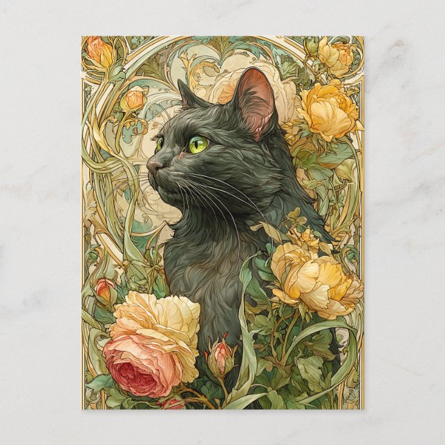Carte Postale Art Nouveau Chat (Devant)