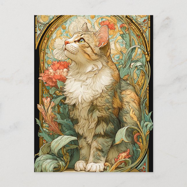Carte Postale Art Nouveau Chat (Devant)