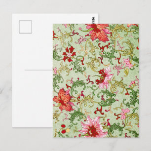Carte Postale Art Nouveau Chinois Floral Chinoiserie Vintage