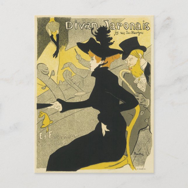 Carte Postale Art Nouveau, Divan Japonais par Toulouse Lautrec (Devant)